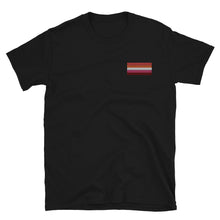 Load image into Gallery viewer, Lesbian Pride Flag Embroidered Short-Sleeve Unisex T-Shirt (left chest)
