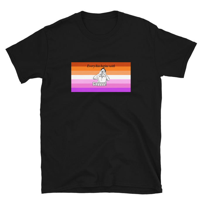 Every Kiss Begins with Gay (lesbian pride flag) - Short-Sleeve Unisex T-Shirt