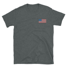 Load image into Gallery viewer, American Flag Embroidered Short-Sleeve Unisex T-Shirt (left chest)
