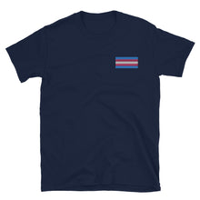Load image into Gallery viewer, Trans Pride Flag Embroidered Short-Sleeve Unisex T-Shirt (left chest)
