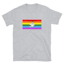Load image into Gallery viewer, Every Kiss Begins with Gay (gay pride flag) - Short-Sleeve Unisex T-Shirt
