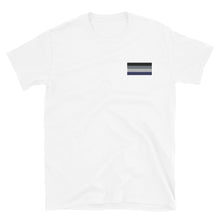 Load image into Gallery viewer, Ace Pride Flag Embroidered Short-Sleeve Unisex T-Shirt (left chest)

