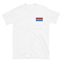 Load image into Gallery viewer, Pan Pride Flag Embroidered Short-Sleeve Unisex T-Shirt (left chest)
