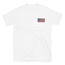 Load image into Gallery viewer, American Flag Embroidered Short-Sleeve Unisex T-Shirt (left chest)
