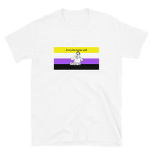 Load image into Gallery viewer, Every Kiss Begins with Gay (non-binary pride flag) - Short-Sleeve Unisex T-Shirt
