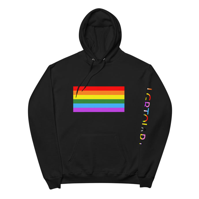 Gay Pride Flag with LGBTQIAP+ on left sleeve - Unisex fleece hoodie
