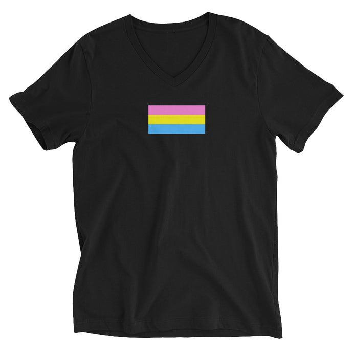 Pan Pride Flag - Unisex Short Sleeve V-Neck T-Shirt