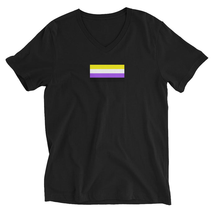 Non-Binary Pride Flag - Unisex Short Sleeve V-Neck T-Shirt