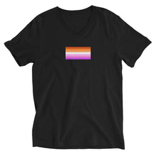 Load image into Gallery viewer, Lesbian Pride Flag - Unisex Short Sleeve V-Neck T-Shirt
