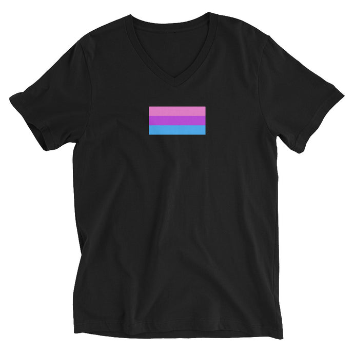 Bi Pride Flag - Unisex Short Sleeve V-Neck T-Shirt