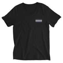 Load image into Gallery viewer, Ace Pride Flag Embroidered Unisex Short Sleeve V-Neck T-Shirt (left chest)

