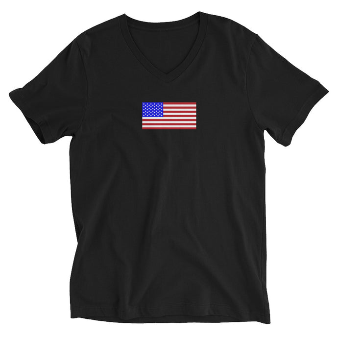 American Flag - Unisex Short Sleeve V-Neck T-Shirt