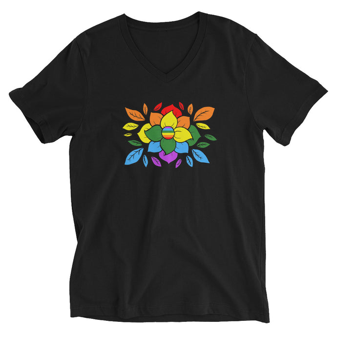 Gay Flowers - Unisex Short Sleeve V-Neck T-Shirt