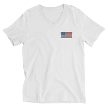 Load image into Gallery viewer, American Flag Embroidered Unisex Short Sleeve V-Neck T-Shirt (left chest)
