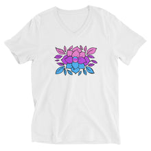 Load image into Gallery viewer, Bi Flowers - Unisex Short Sleeve V-Neck T-Shirt
